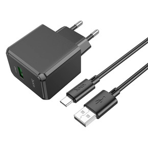Сетевое зарядное устройство USB + кабель Type-C HOCO CS12A QC3,0